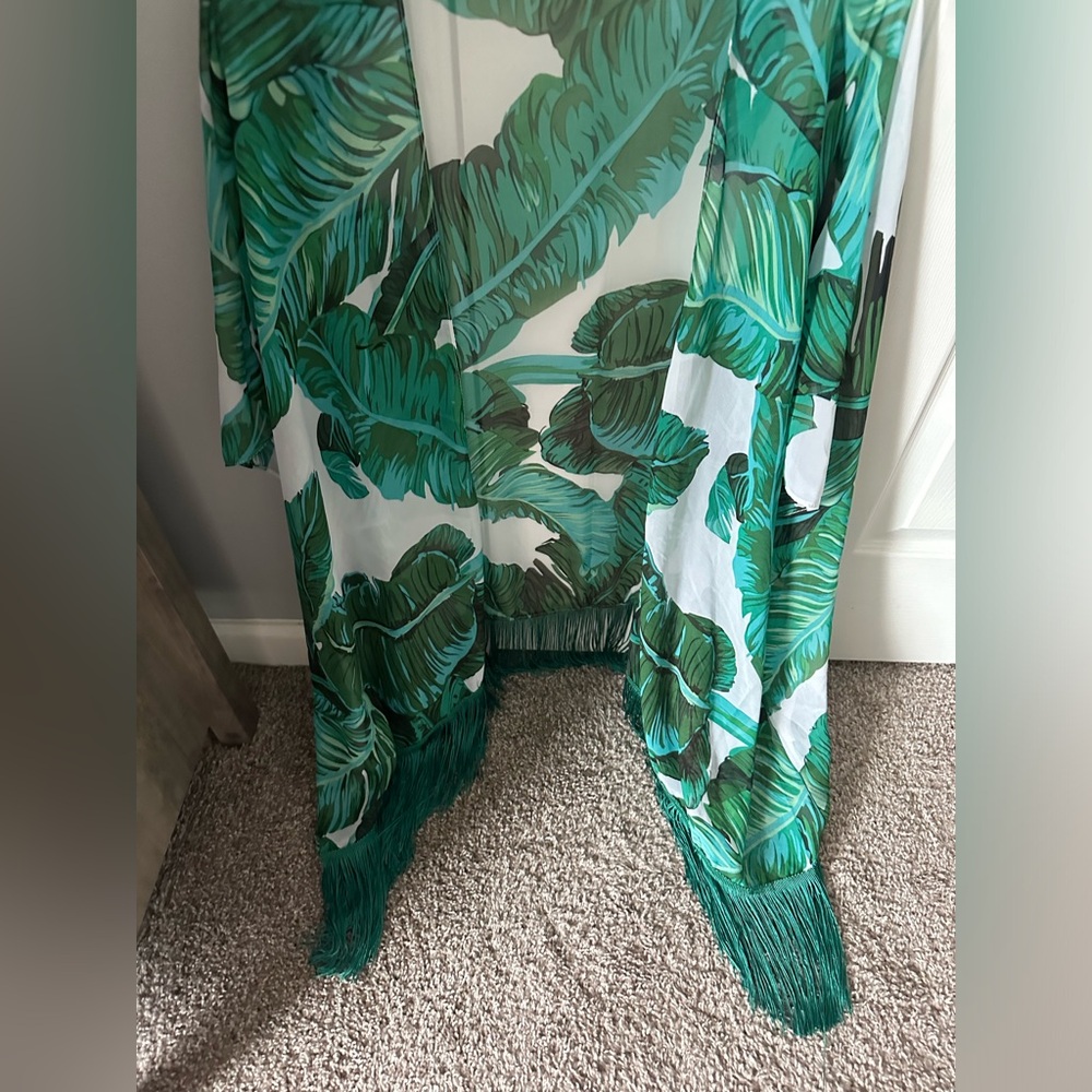 Green floral shawl